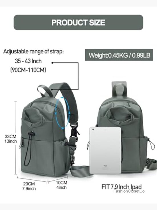 Waterproof Nylon Sling Crossbody Backpack Daypack for Hiking Travel main image 5